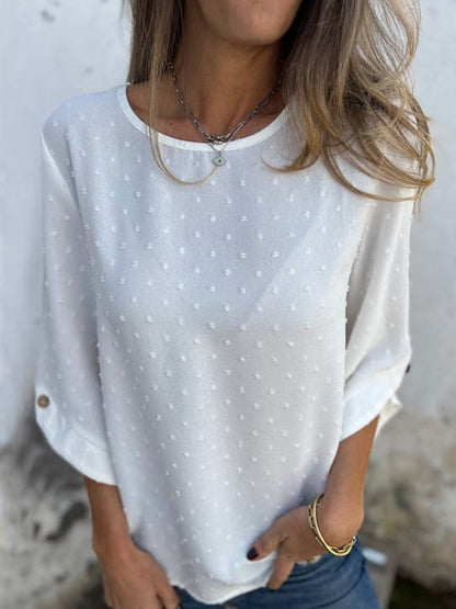 🔥 Round Neck Embroidered Large Cuffs Casual Shirt