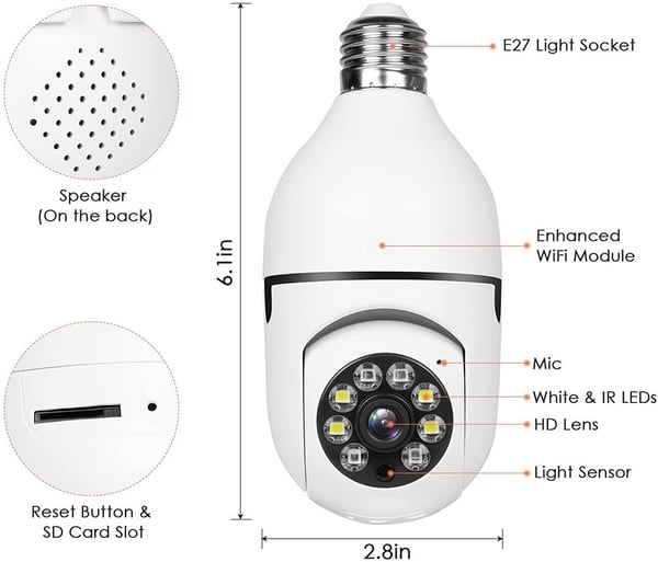 🔥-Caméra de sécurité avec ampoule Wifi sans fil