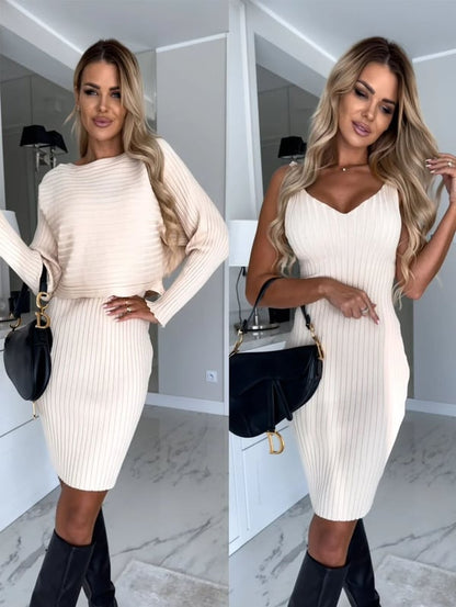 💥Knit Pullover Sweater and Cami Dress Set🔥