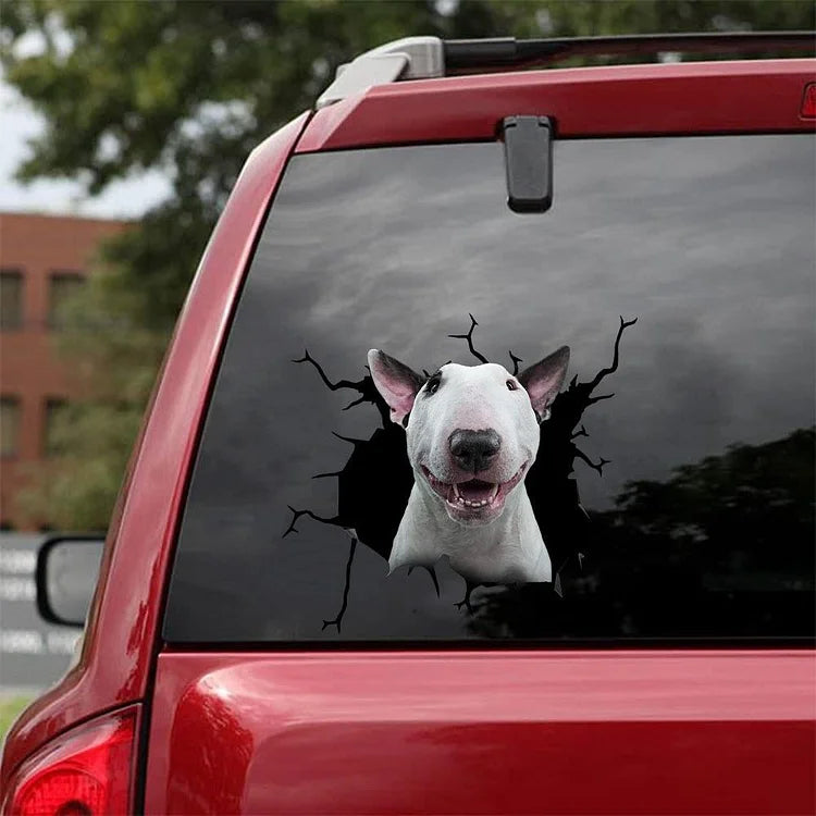 Bull Terrier Crack Car Sticker, Toilet Sticker, Fridge Sticker 7