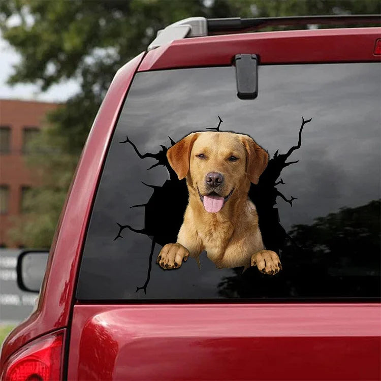 Labrador Retriever Crack Car Sticker, Toilet Sticker, Fridge Sticker 7