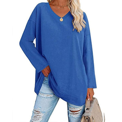 💋Women's loose long sleeve fashion V-neck knit top (Buy 2 Free Shipping)