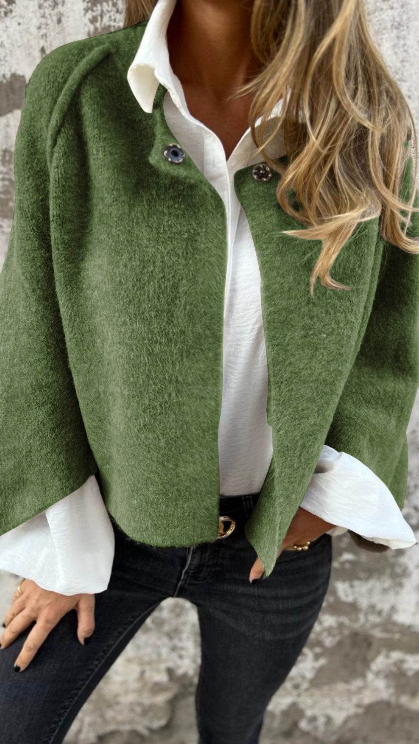 Women's round neck long sleeve coat