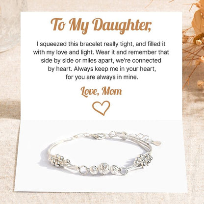 To My Daughter, Keep Me In Your Heart Three-strand Bead Bracelet