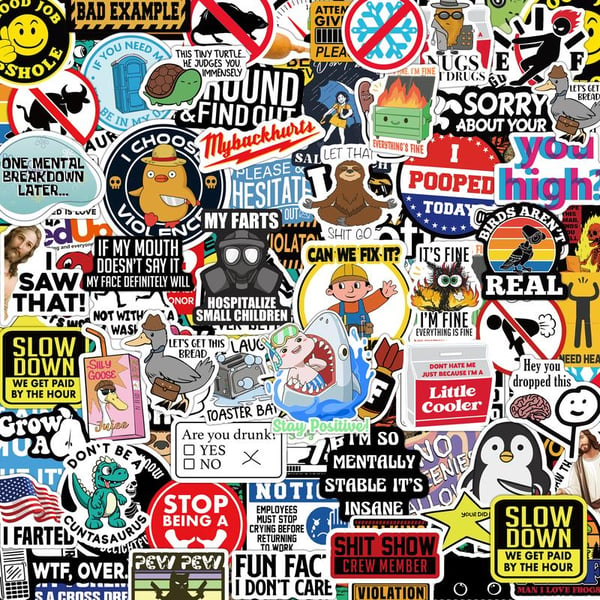 150 funny stickers for adults ，Suitable for bumpers, safety helmets, water bottles, colleagues, computers