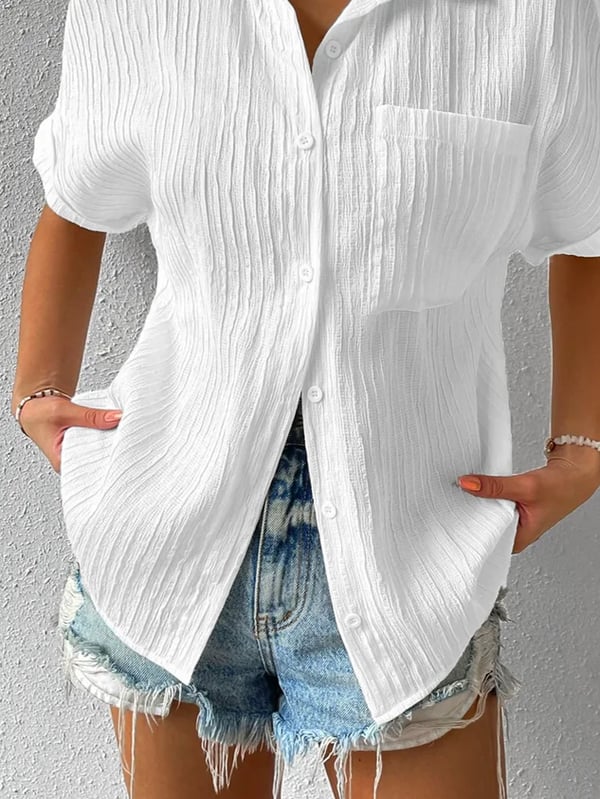 🔥Shirt Collar Casual Buttoned Loose Blouse