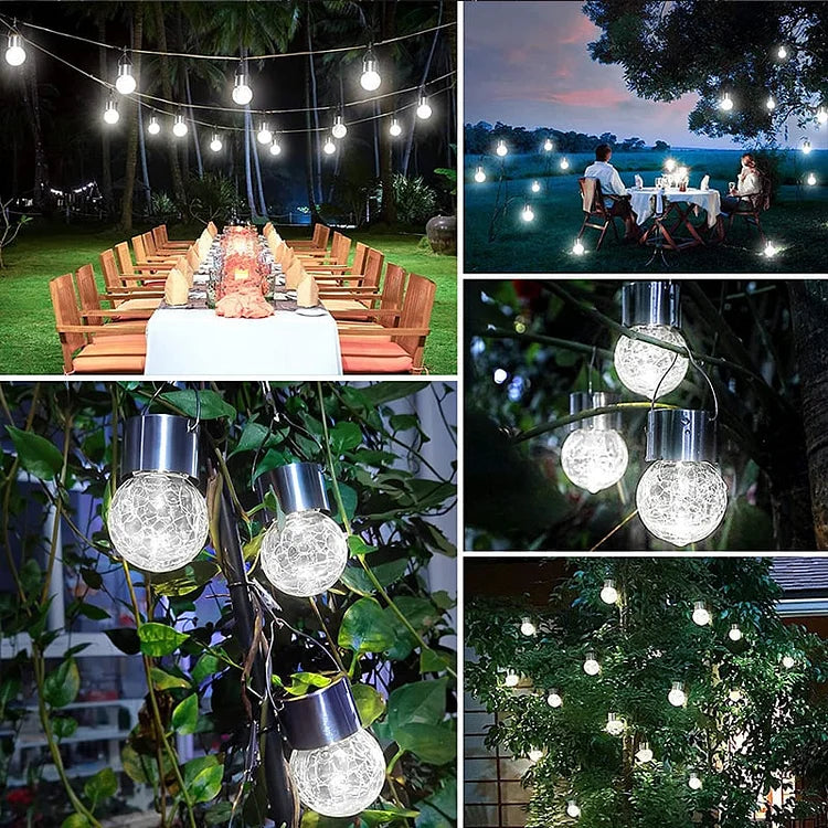 Multicolor Crackle Glass Hanging Solar Lights