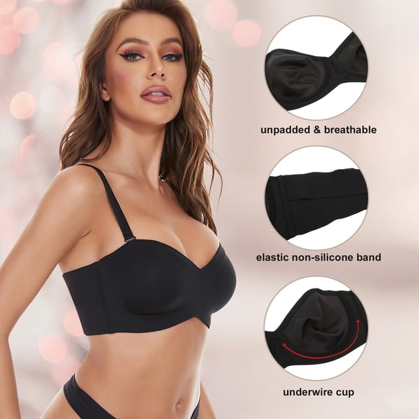 💕ÚLTIMO DÍA 49% DE DESCUENTO -🔥Sujetador bandeau convertible antideslizante con soporte completo