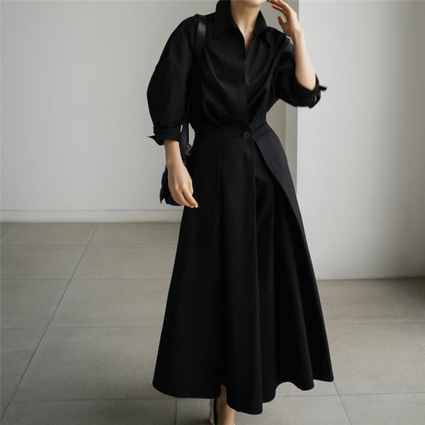 💕25SS Women's Plain Lapel Shirt Wrap Dress (BUY 2 FREE SHIPPING)