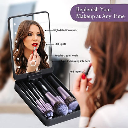 💖Year-end Promotion 70% OFF💖Travel Makeup Brush Set with LED light