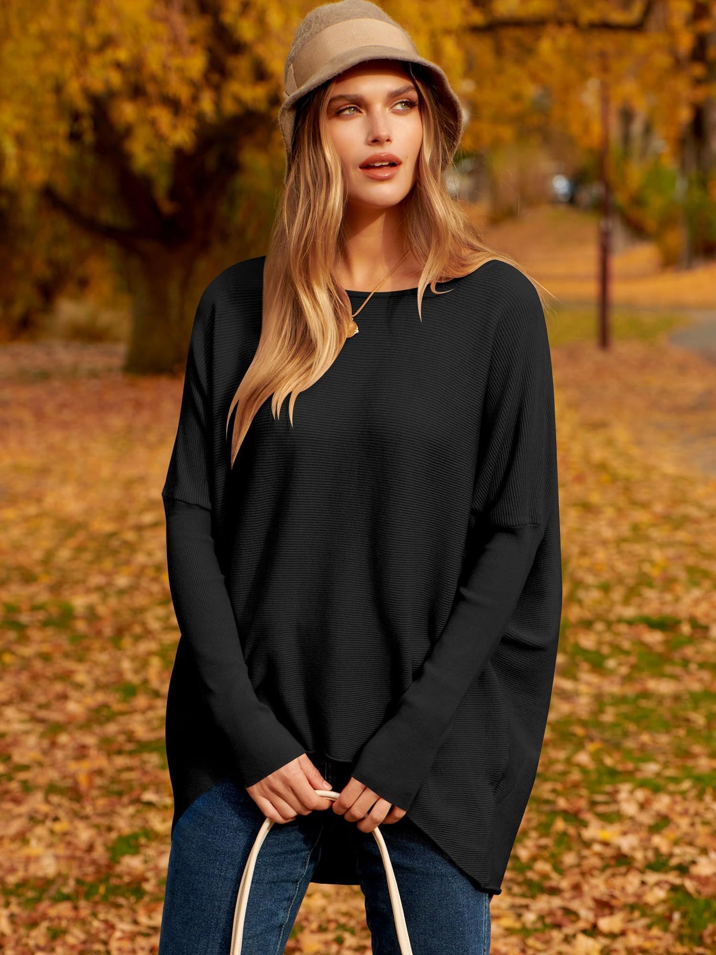 ✨Hot Sale 70% OFF⭐women's Irregular Oversized Dolman Sleeve Knitted Pullover