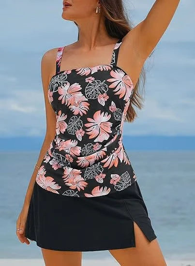 💥Last Day Special Sale 50% OFF🩱Women Vintage Tummy Control Two Piece Tankini Swimsuits