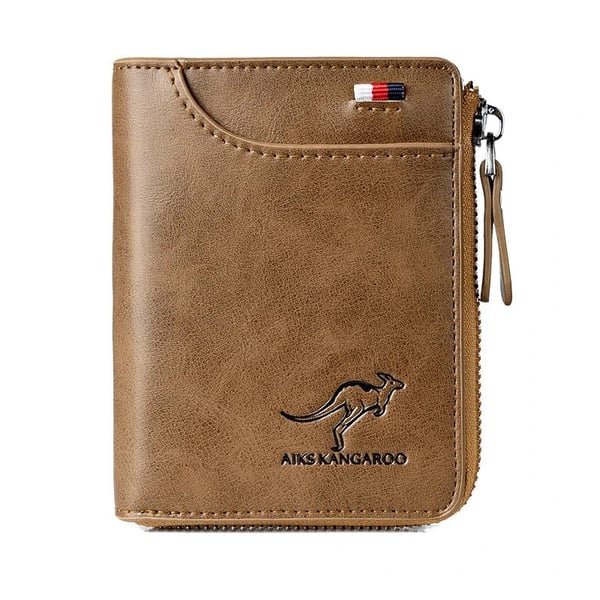 (🎁2024-Gran oferta navideña🎁) Cartera para hombre con cremallera, monedero de cuero genuino (PROTECCIÓN RFID)