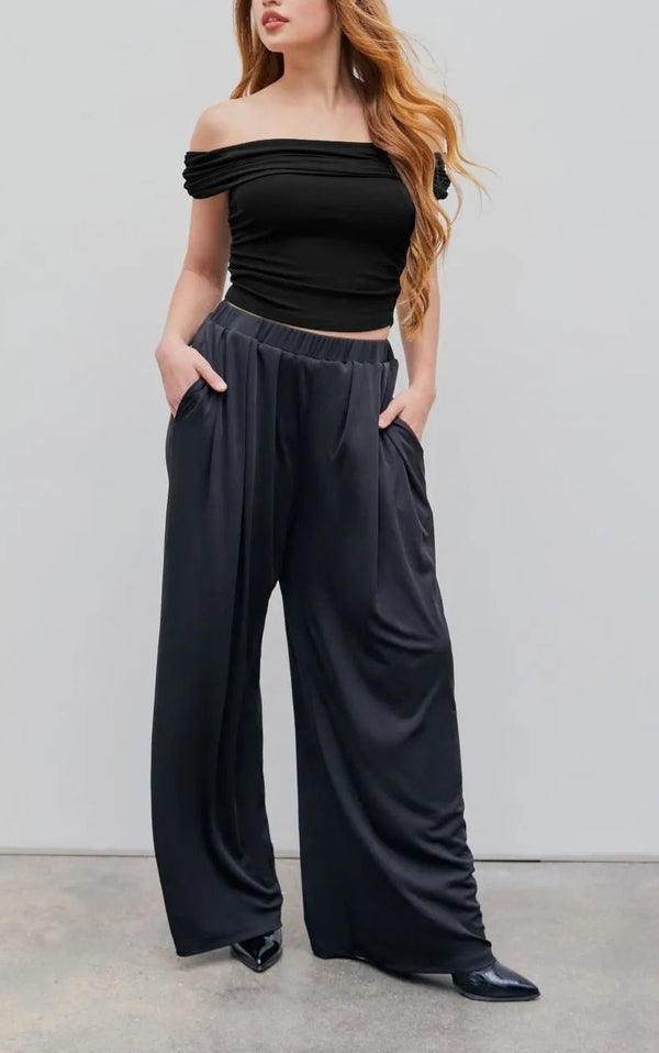 High Elastic Wide Leg Pants