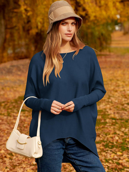 ✨Hot Sale 70% OFF⭐women's Irregular Oversized Dolman Sleeve Knitted Pullover