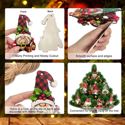 Wooden Dwarf Christmas Tree Ornaments Set (12pcs)