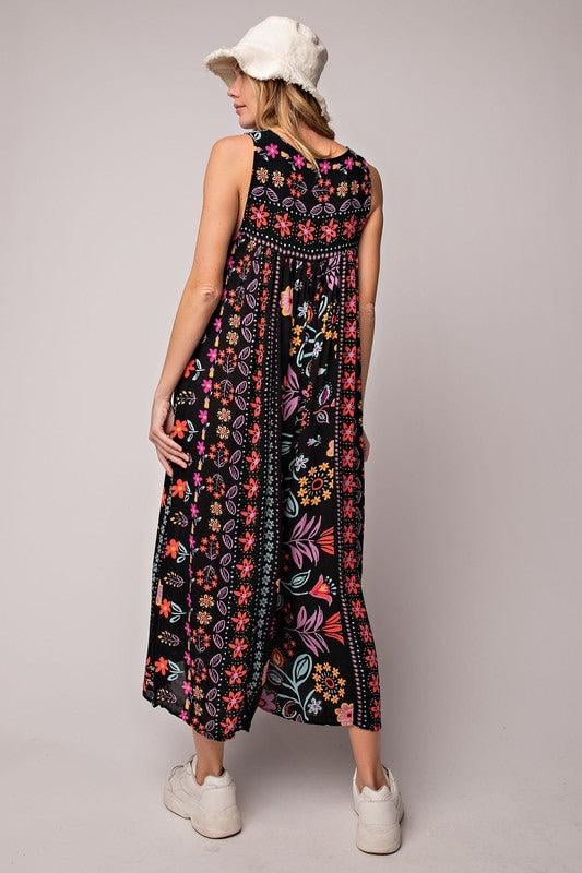 🔥Hot Sale - 70% OFF🎁Vintage floral print loose sleeveless jumpsuit