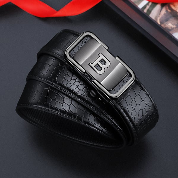 🎁Men's Crocodile Leather Automatic Buckle Belt