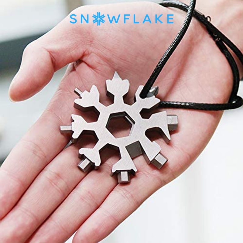 Snowflake - Multiherramienta 18 en 1 de acero inoxidable portátil para aventuras al aire libre