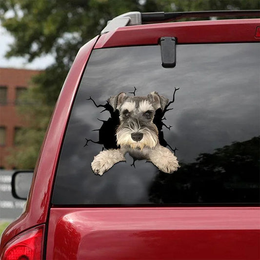 Miniature Schnauzer Crack Car Sticker, Toilet Sticker, Fridge Sticker 2