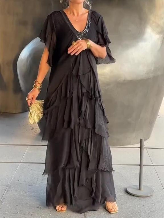 Last Day Promotion🔥Elegant V-neck Maxi Dress(BUY 2 FREE SHIPPING）