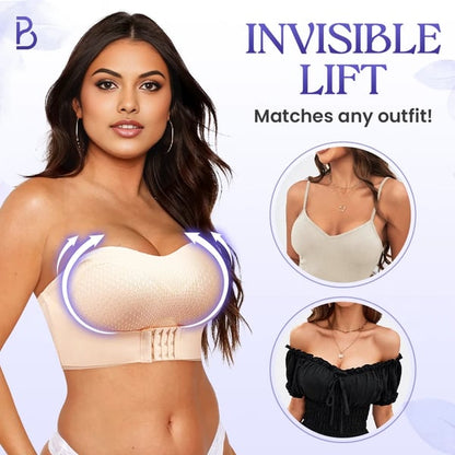 BreezyPush - Breathable Non-Slip Strapless Front Buckle Push-Up Bra