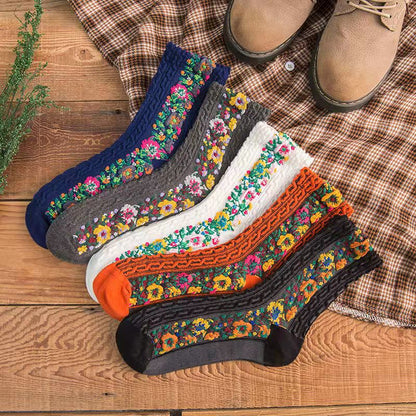 Hot Sale-Vintage Embroidered Floral Socks