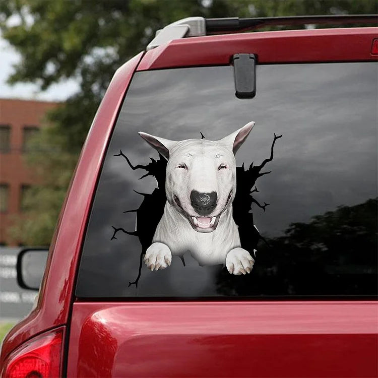 Bull Terrier Crack Car Sticker, Toilet Sticker, Fridge Sticker 5