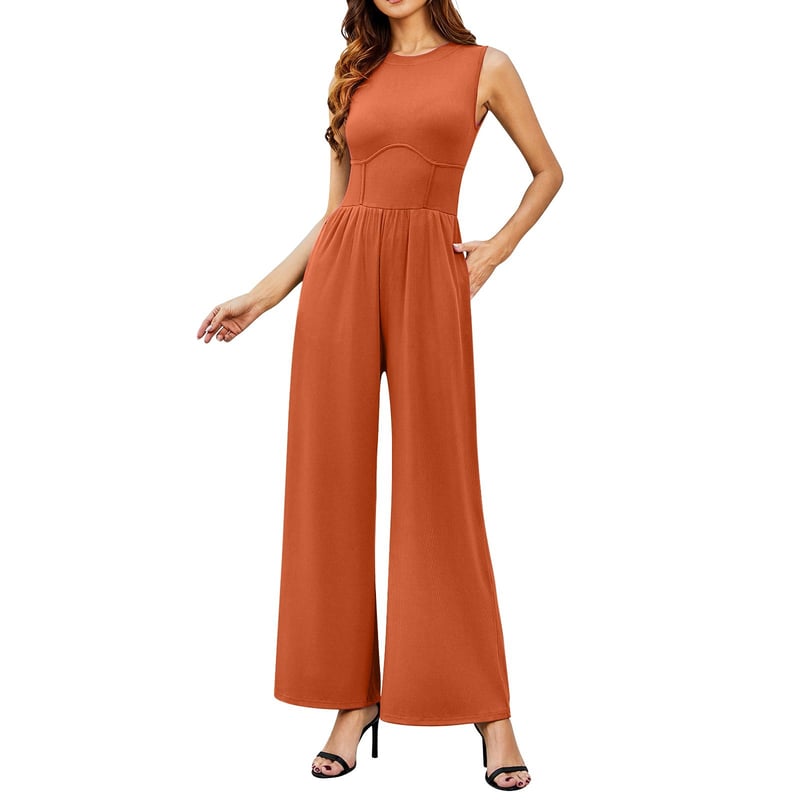 Mother's Day SALE 50%OFF -SOLID SLEEVELESS WIDE LEG JUMPSUIT