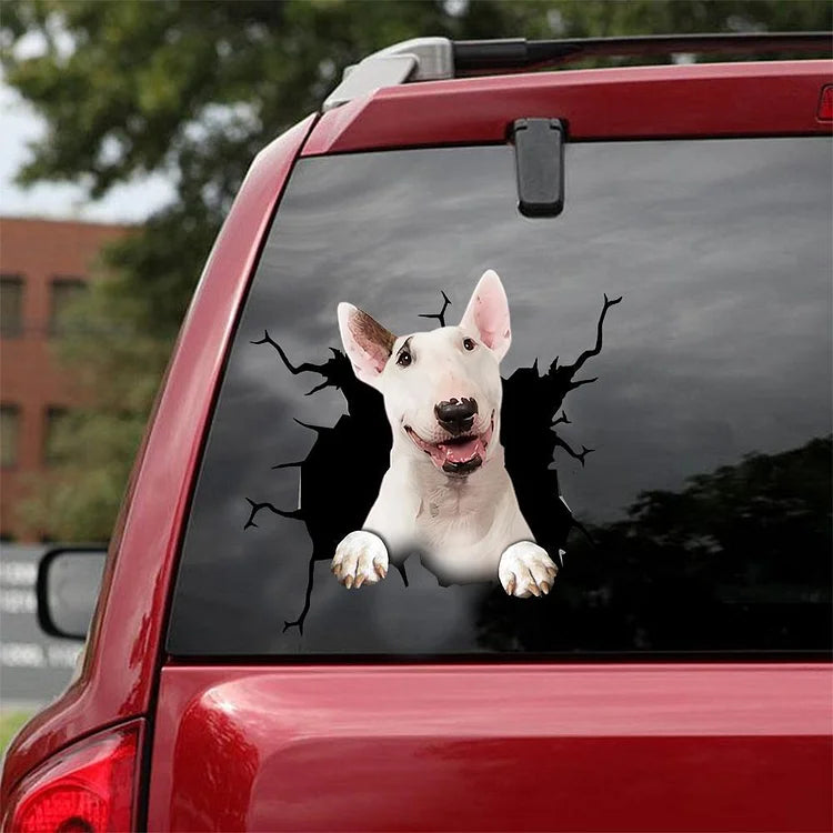 Bull Terrier Crack Car Sticker, Toilet Sticker, Fridge Sticker 3