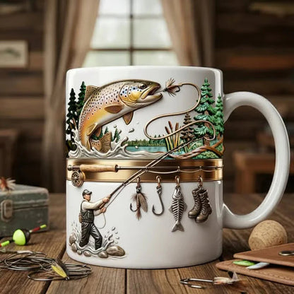 Ceramic Fishing Themed Coffee Mug
