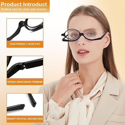 49% OFF🔥🎁Makeup Reading Glasses Round Magnifying Flip Down Cosmetic Readers