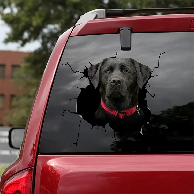 Black Labrador Retriever Crack Car Sticker, Toilet Sticker, Fridge Sticker 8