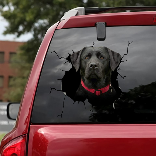 Black Labrador Retriever Crack Car Sticker, Toilet Sticker, Fridge Sticker 8