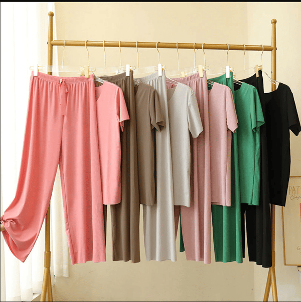 🎉LAST DAY 70% OFF - 🔥Soft Comfortable Ice Silk Short Sleeve T-Shirt Two Piece Set Loose Wide-leg Pants