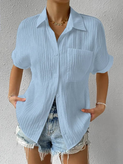 🔥Shirt Collar Casual Buttoned Loose Blouse