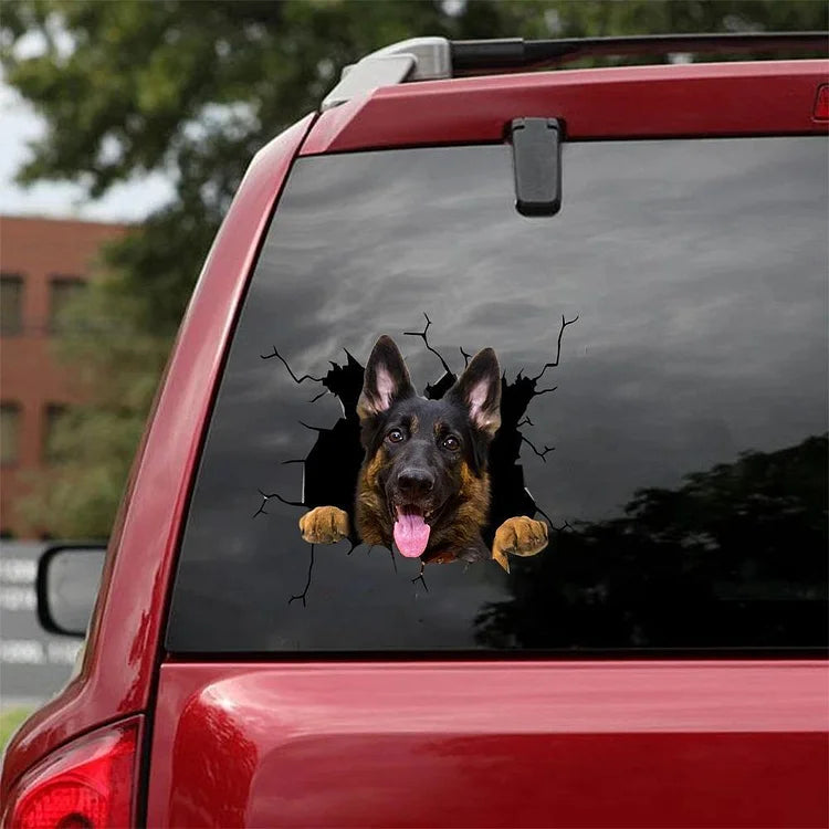 GERMAN SHEPHERD CRACK CAR STICKER 5