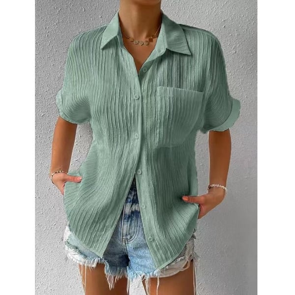 🔥Shirt Collar Casual Buttoned Loose Blouse