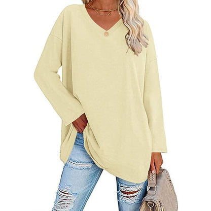 💋Women's loose long sleeve fashion V-neck knit top (Buy 2 Free Shipping)