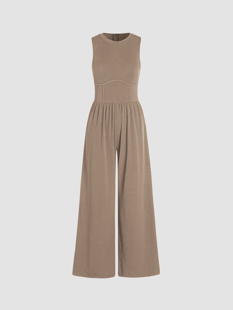 Mother's Day SALE 50%OFF -SOLID SLEEVELESS WIDE LEG JUMPSUIT