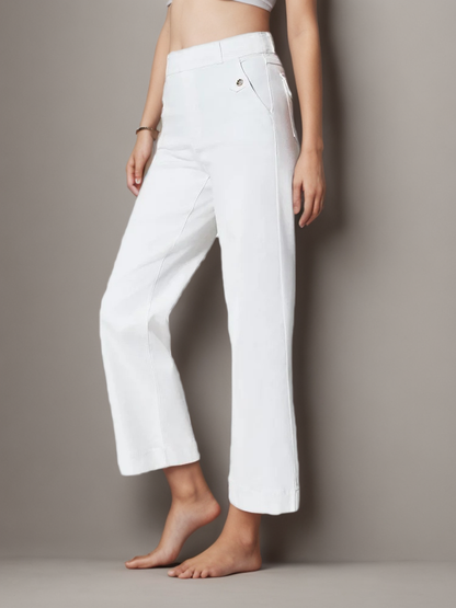 Tummy Control Twill Cropped Wide Leg Pant(Buy 2 Free Shipping)