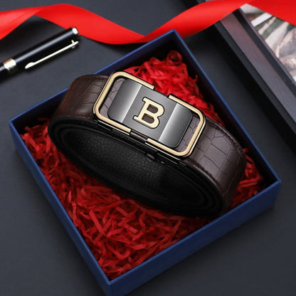 🎁Men's Crocodile Leather Automatic Buckle Belt