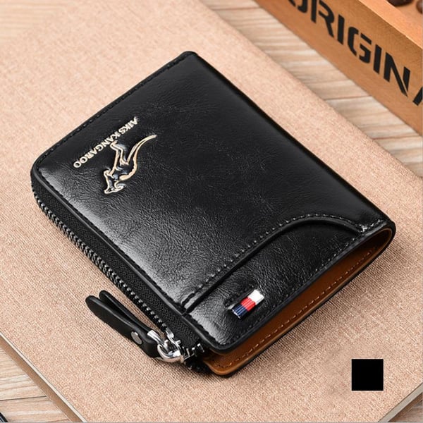 (🎁2024-Gran oferta navideña🎁) Cartera para hombre con cremallera, monedero de cuero genuino (PROTECCIÓN RFID)