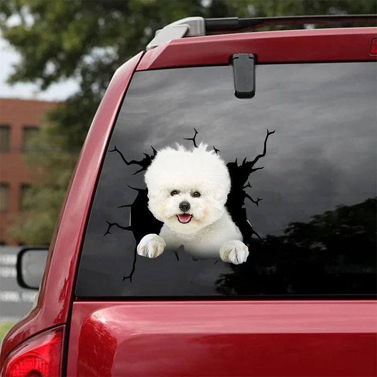 Bichon Frise Crack pegatina para coche, pegatina para inodoro, pegatina para nevera 22