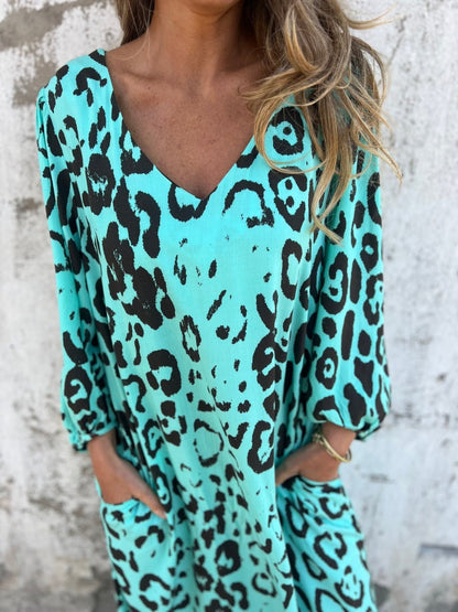 Long Sleeve Print Tunic Dress