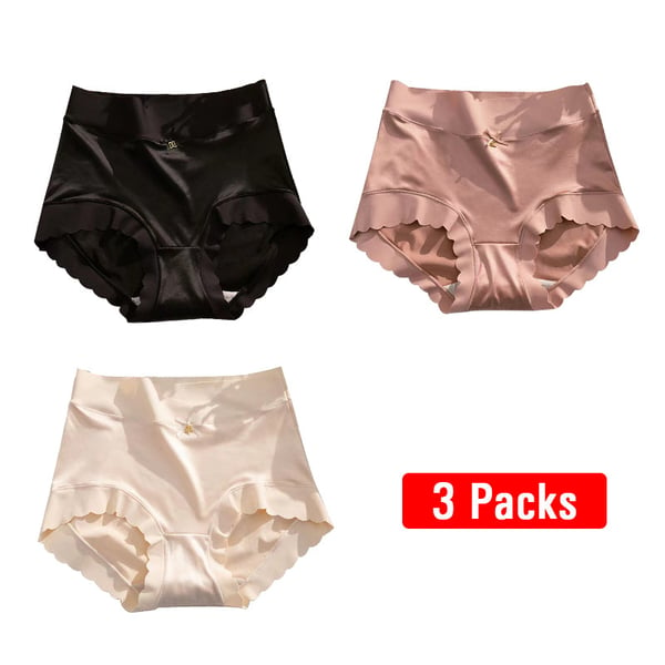 Payez 1, obtenez 2 (3 paquets) de culottes absorbant l'humidité en soie glacée antibactérienne en satin de qualité supérieure