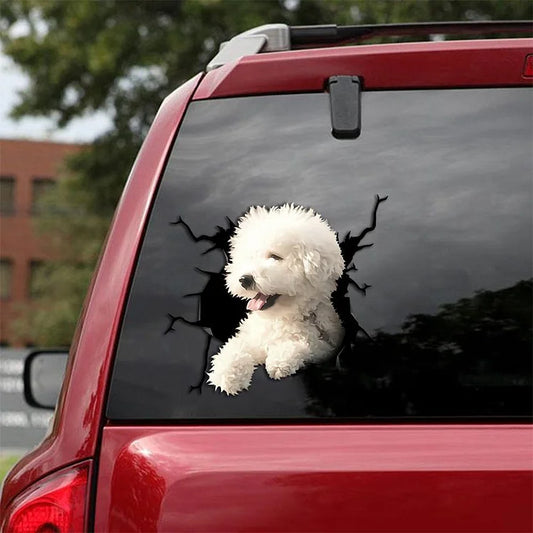 Bichon Frise Crack Car Sticker, Toilet Sticker, Fridge Sticker 21