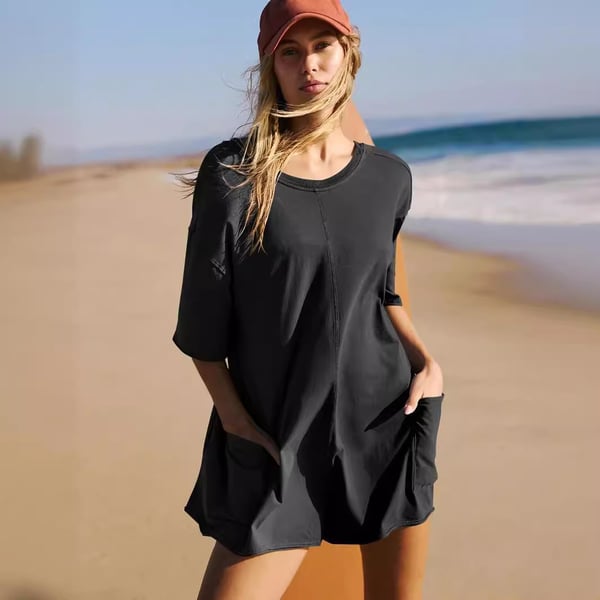 2024 Rompers for Women Casual Short Sleeve Oversized Athletic Workout Reversible