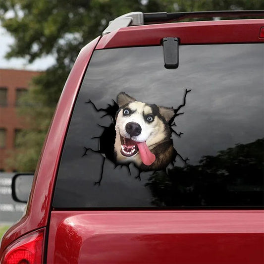 Siberian Husky Crack Car Sticker, Toilet Sticker, Fridge Sticker 20