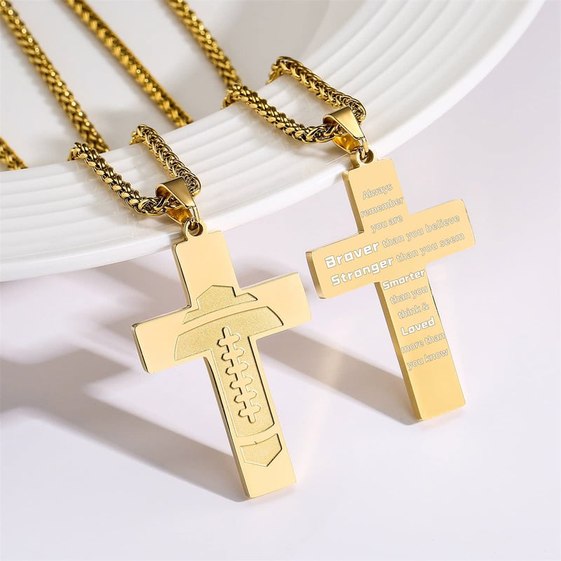 🔥LAST DAY 49% OFF - American Football Cross Bible Pendant